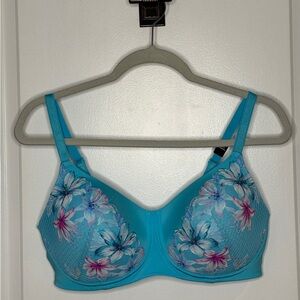 NWT Torrid Dream Wire Free Lightly Lined Floral Embroidered Blue Bra 38D | NWT